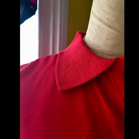 Vintage Red Polyester Polo Shirt by David Peet - Picture 2 of 8